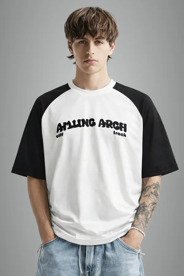 White_And_Black_Cotton_Heavy_Gsm_Off_Track_T-Shirt_For_Men
