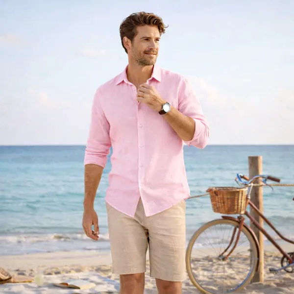Men's_Full_Sleeves_Plain_Pink_Shirt_|_Pure_Cotton_Fabric_|_Formal_&_Party_Wear