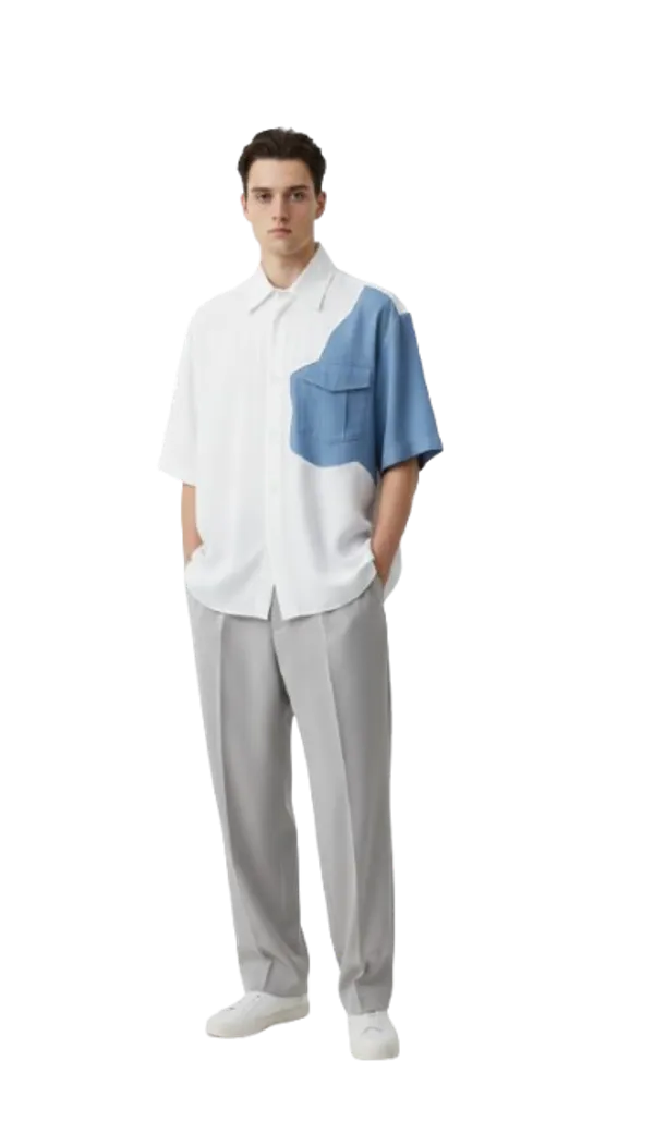 White_Cotton_&_Denim_Shift_Shirt_For_Men