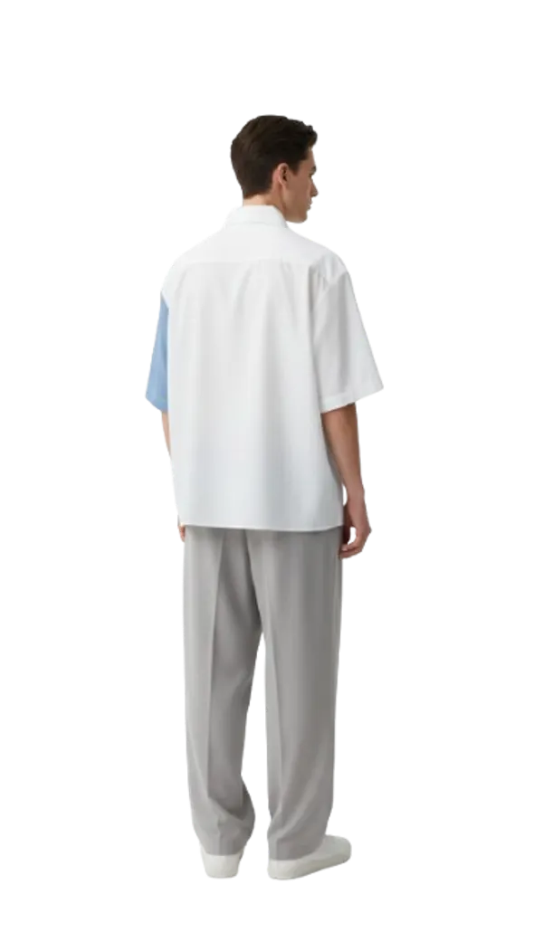 White_Cotton_&_Denim_Shift_Shirt_For_Men