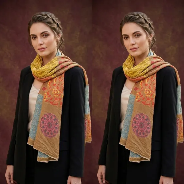 Reversible_Multi-Pattern_Bohemian_Scarf_-_Mustard_Yellow,_Blue_&_Coral_Pack_Of_2