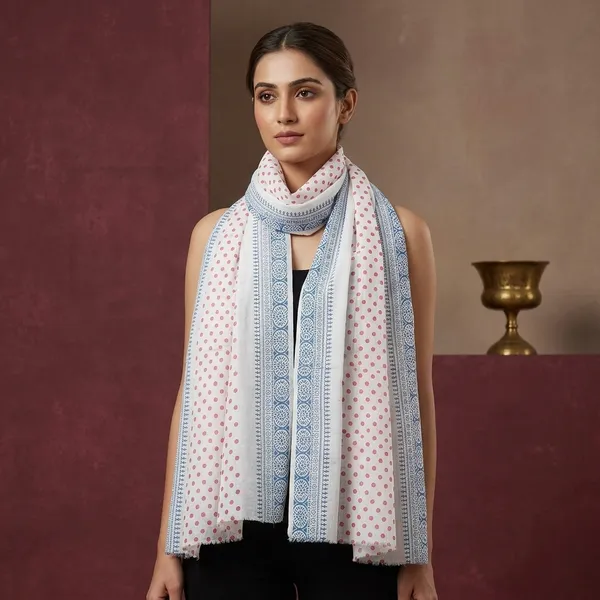 Soft_Cotton_Scarf_With_Pink_Polka_Dots_And_Blue_Border