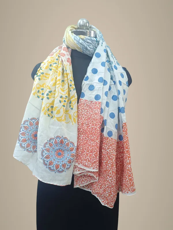 Multicolor_Patchwork_Block_Print_Cotton_Stole/Scarf