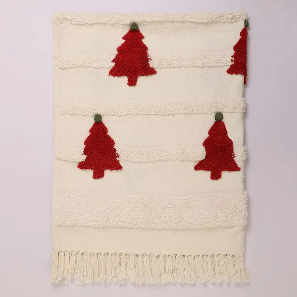 White_&_Red_Cotton_Premium_Throw_For_Living_Room