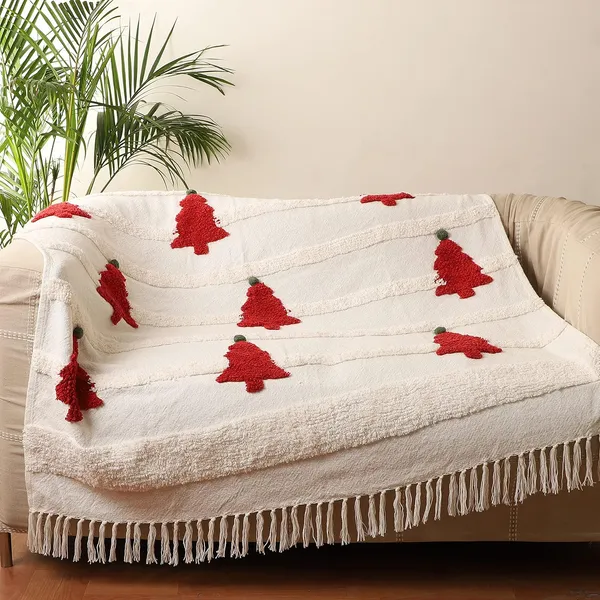 White_&_Red_Cotton_Premium_Throw_For_Living_Room