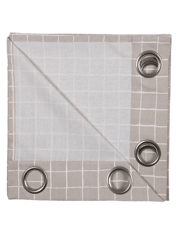 Beige_Grid_Print_Single_Long_Door_Curtain_Eyelet_Panel