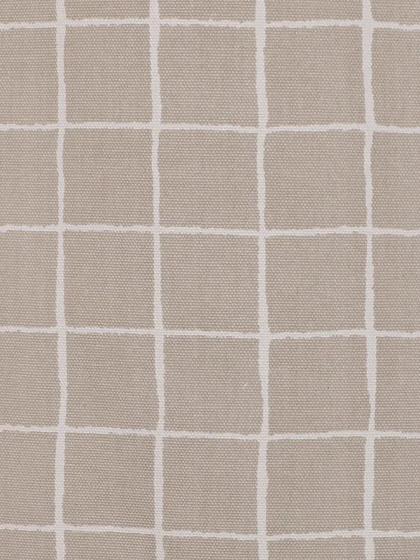 Beige_Grid_Print_Single_Long_Door_Curtain_Eyelet_Panel