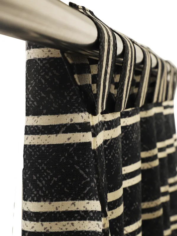 Black_and_Beige_Striped_Single_Long_Door_Curtain,_Grommet_Top_Eyelet_Panel