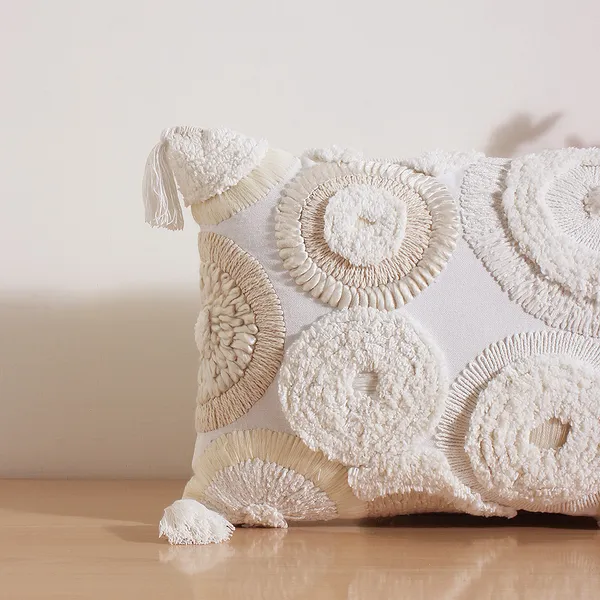 Boho_Lumbar_Cushion_Cover,_Ivory_Tufted_Circle_Embroidery_with_Tassels