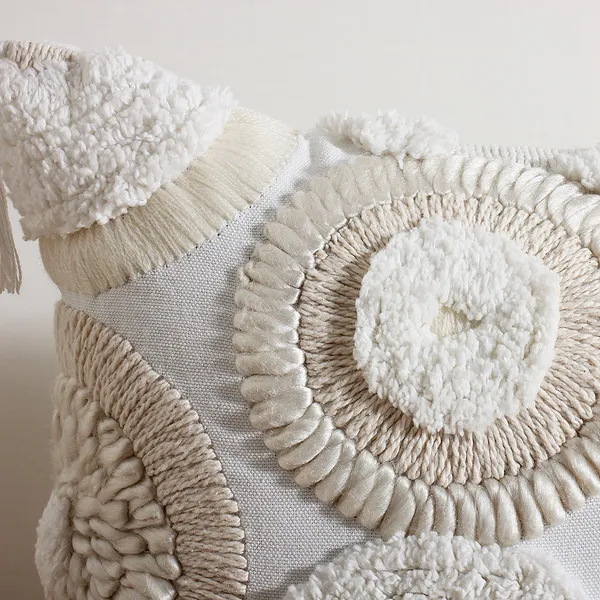 Boho_Lumbar_Cushion_Cover,_Ivory_Tufted_Circle_Embroidery_with_Tassels