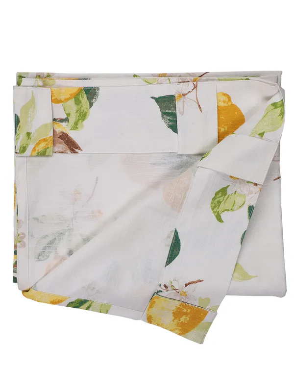 Lemon_and_Bird_Print_Single_Long_Door_Curtain,_Yellow_and_Green,_Eyelet_Top