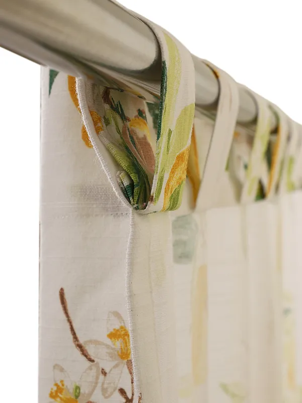 Lemon_and_Bird_Print_Single_Long_Door_Curtain,_Yellow_and_Green,_Eyelet_Top