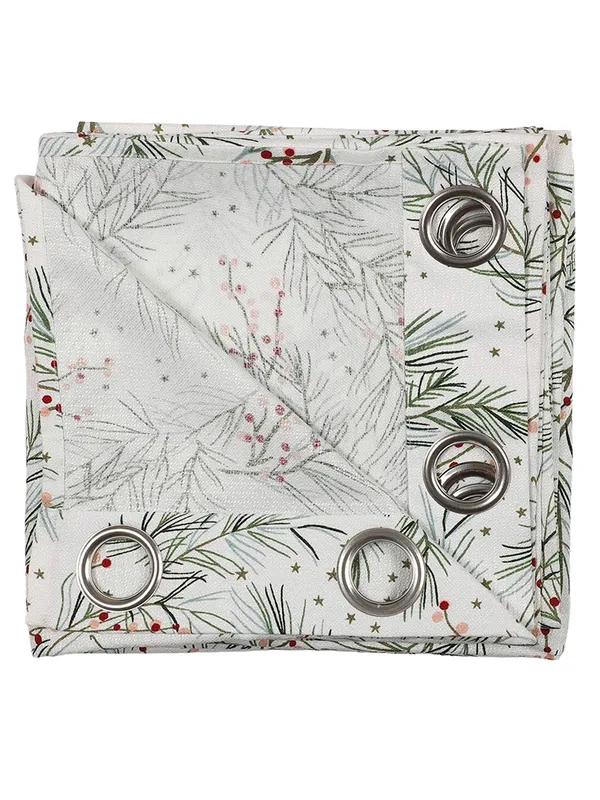 Multi_Single_Long_Door_Curtain_with_Pine_Branch_and_Berry_Print,_Eyelet_Top