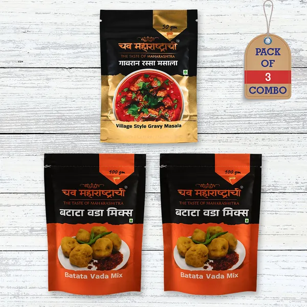 2_Batata_Vada_Ready_Mix,_1_Gavran_Rassa_Masala_(Combo_Pack_Of_3)_250_Gm