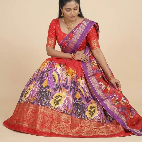 Red_Tussar_Silk_Premium_&_Traditional_Design_Lehenga_Choli_For_Women