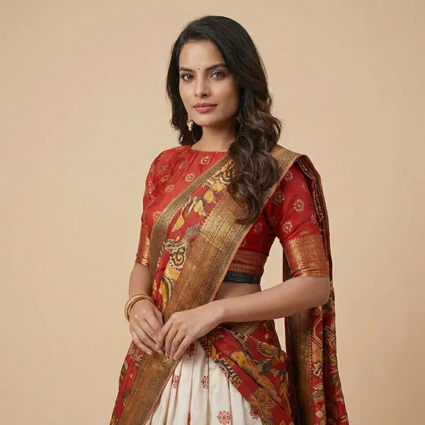 White_Tussar_Silk_Premium_&_Traditional_Design_Lehenga_Choli_For_Women