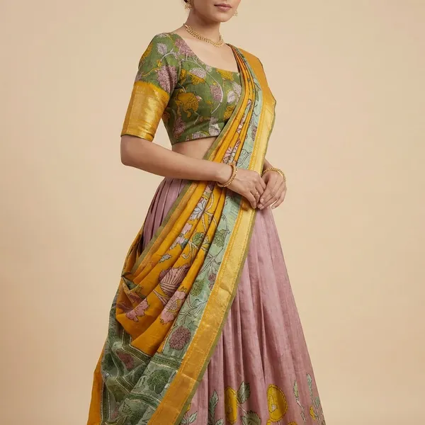 Beige_Tussar_Silk_Premium_&_Traditional_Design_Lehenga_Choli_For_Women