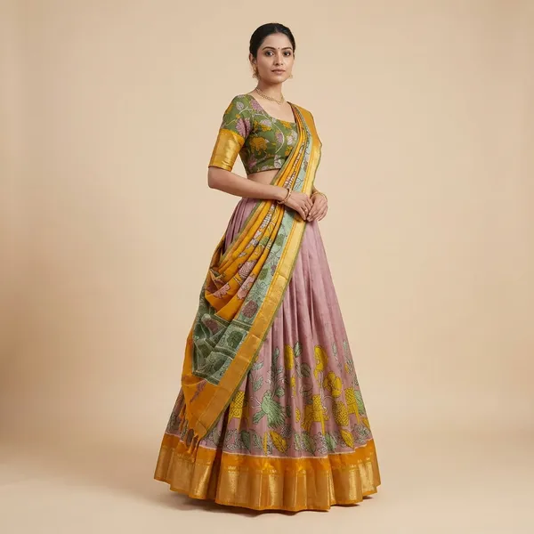 Beige_Tussar_Silk_Premium_&_Traditional_Design_Lehenga_Choli_For_Women
