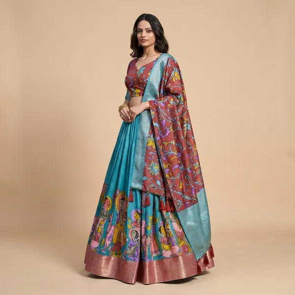 Rama_Tussar_Silk_Premium_&_Traditional_Design_Lehenga_Choli_For_Women