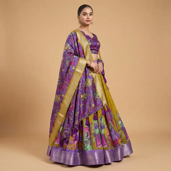 Yellow_Tussar_Silk_Premium_&_Traditional_Design_Lehenga_Choli_For_Women