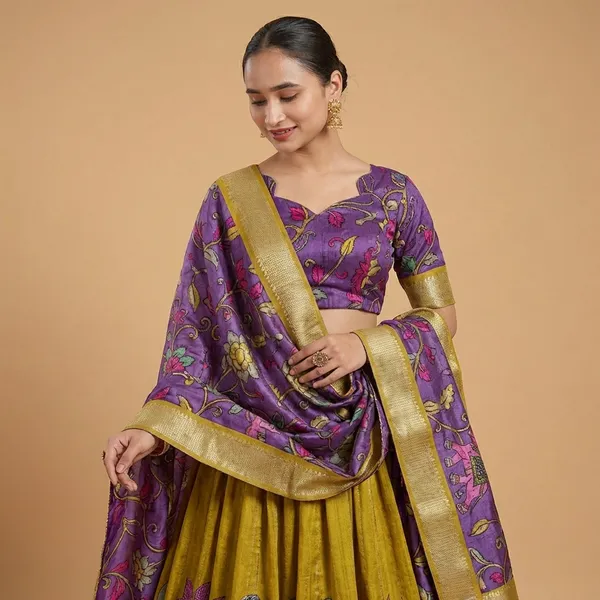 Yellow_Tussar_Silk_Premium_&_Traditional_Design_Lehenga_Choli_For_Women