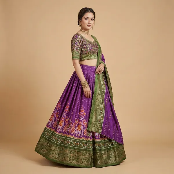 Jambli_Tussar_Silk_Premium_&_Traditional_Design_Lehenga_Choli_For_Women