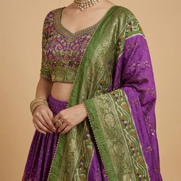 Jambli_Tussar_Silk_Premium_&_Traditional_Design_Lehenga_Choli_For_Women