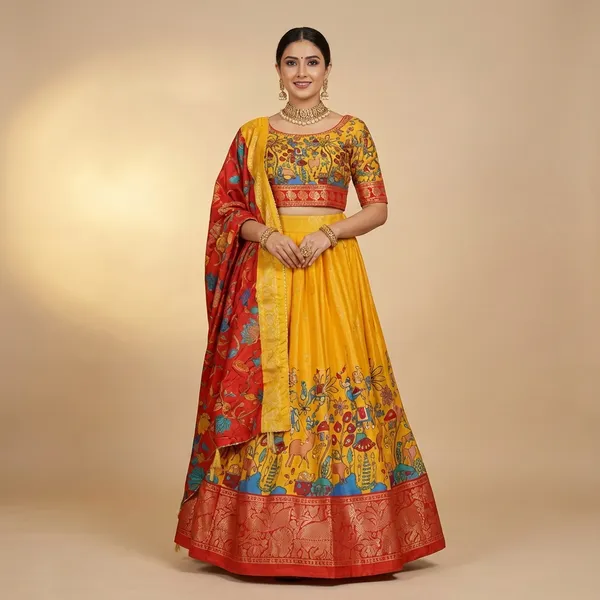 Yellow_Tussar_Silk_Premium_&_Traditional_Design_Lehenga_Choli_For_Women