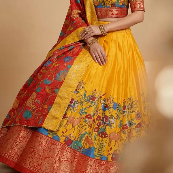 Yellow_Tussar_Silk_Premium_&_Traditional_Design_Lehenga_Choli_For_Women