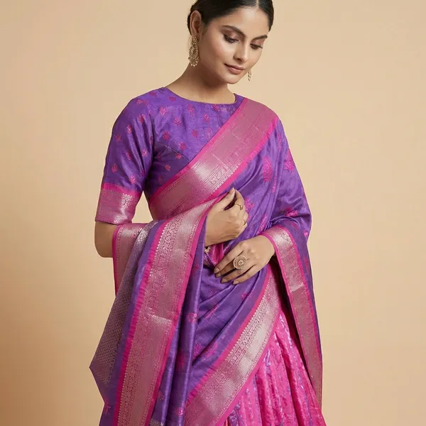 Purple_Tussar_Silk_Premium_&_Traditional_Design_Lehenga_Choli_For_Women