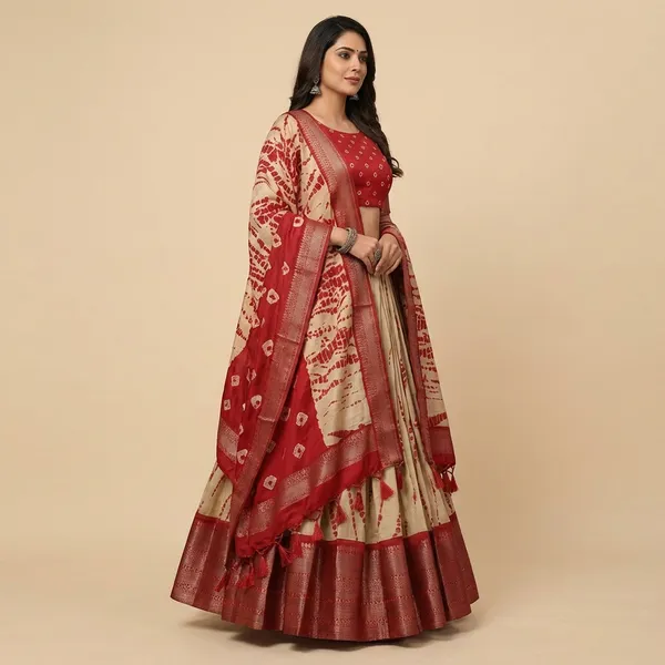 Red_Tussar_Silk_Premium_&_Traditional_Design_Lehenga_Choli_For_Women
