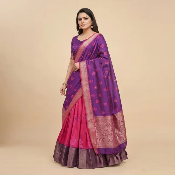 Pink_Tussar_Silk_Premium_&_Traditional_Design_Lehenga_Choli_For_Women