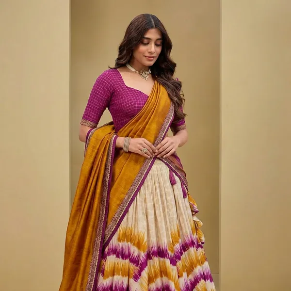 Red_&_Yellow_Tussar_Silk_Premium_&_Traditional_Design_Lehenga_Choli_For_Women