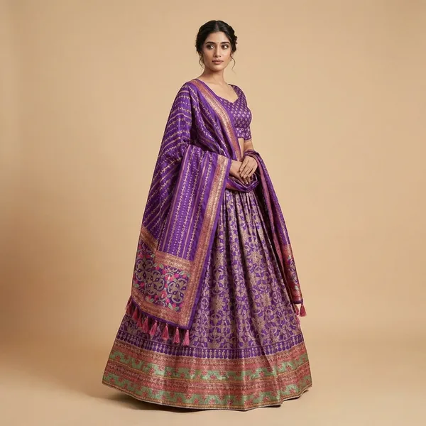 Purple_Tussar_Silk_Premium_&_Traditional_Design_Lehenga_Choli_For_Women