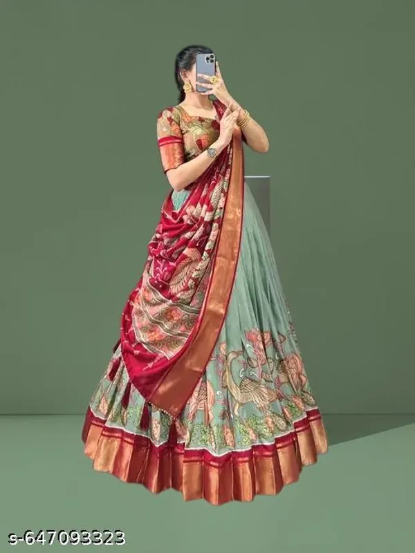 Green_Tussar_Silk_Premium_&_Traditional_Design_Lehenga_Choli_For_Women