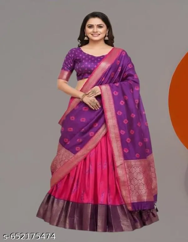 Pink_Tussar_Silk_Premium_&_Traditional_Design_Lehenga_Choli_For_Women