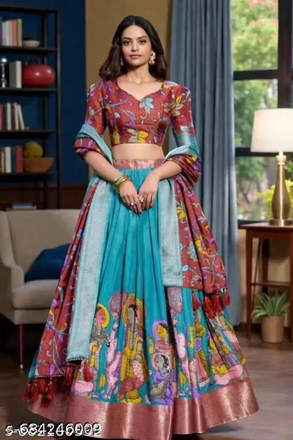 Rama_Tussar_Silk_Premium_&_Traditional_Design_Lehenga_Choli_For_Women