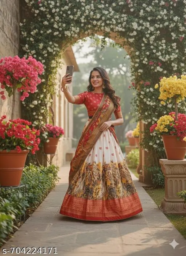 White_Tussar_Silk_Premium_&_Traditional_Design_Lehenga_Choli_For_Women