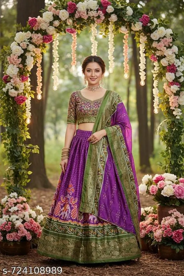 Jambli_Tussar_Silk_Premium_&_Traditional_Design_Lehenga_Choli_For_Women