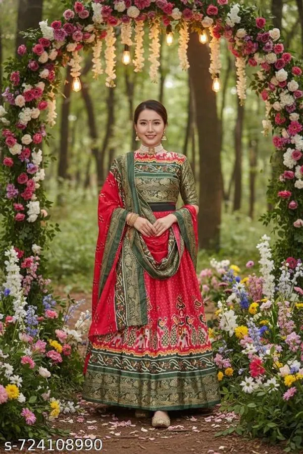 Red_Tussar_Silk_Premium_&_Traditional_Design_Lehenga_Choli_For_Women