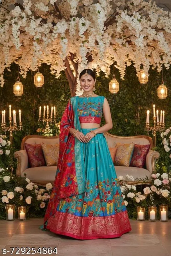 Sky_Blue_Tussar_Silk_Premium_&_Traditional_Design_Lehenga_Choli_For_Women