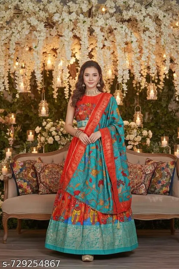 Red_Tussar_Silk_Premium_&_Traditional_Design_Lehenga_Choli_For_Women