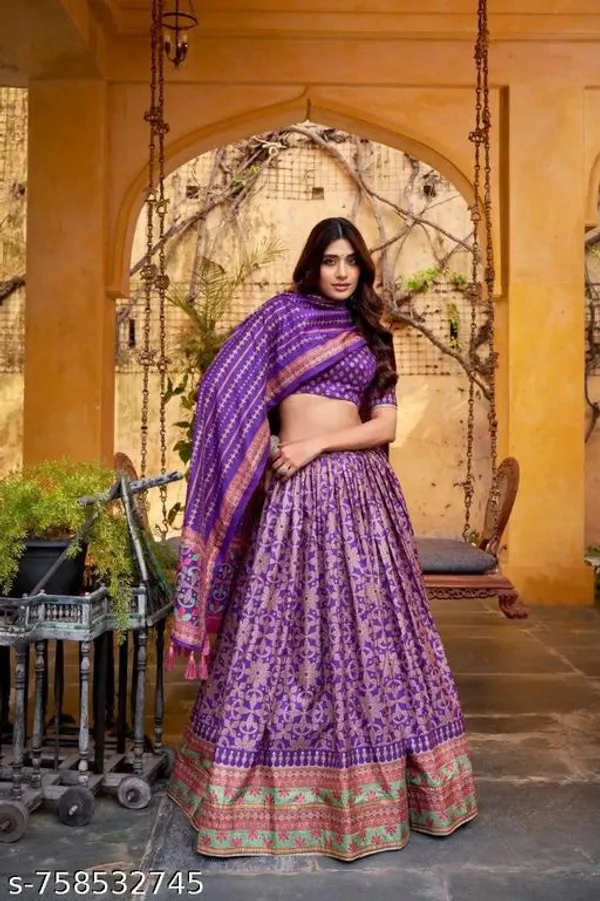 Purple_Tussar_Silk_Premium_&_Traditional_Design_Lehenga_Choli_For_Women