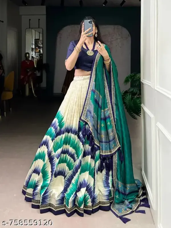 Sky_Blue_Tussar_Silk_Premium_&_Traditional_Design_Lehenga_Choli_For_Women