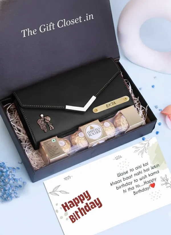 Personalized_Premium_Leather_Clutch_&_Chocolate_Gift_Set_For_Women