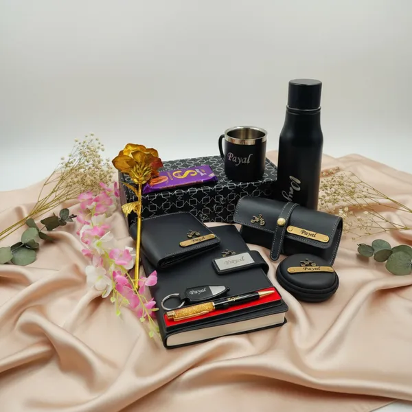 Premium_Personalized_Essential_Gift_Hamper_with_Golden_rose_&_Choclate