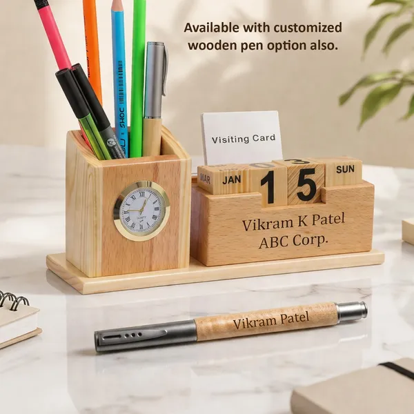 Deskart_Customized_Multipurpose_Pen_Holder_Stand_|_Premium_Wooden_Desk_Organizer_with_Clock,_Business_Visiting_Card_and_Mobile_Holder