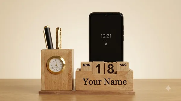Deskart_Customized_Multipurpose_Pen_Holder_Stand_|_Premium_Wooden_Desk_Organizer_with_Clock,_Business_Visiting_Card_and_Mobile_Holder
