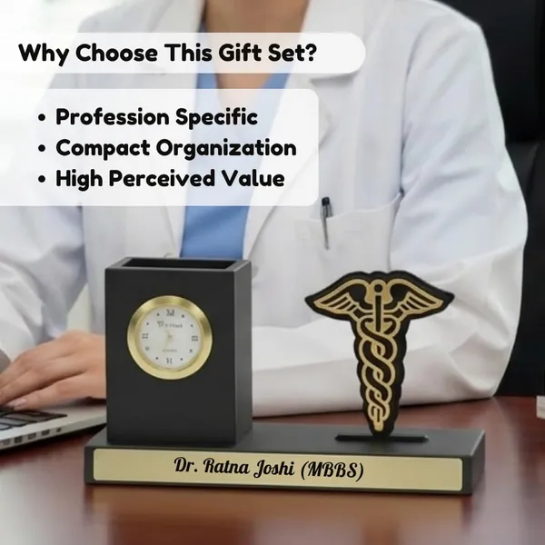 Giftana_Personalized_Doctor_Pen_Stand_with_Name_&_Clock_|_Wooden_Desk_Organizer_with_Doctor_Emblem_(Caduceus_Symbol)_|_Customized_Pencil_Holder_for_Doctors,_Medical_Students_|_Birthday_Gifts
