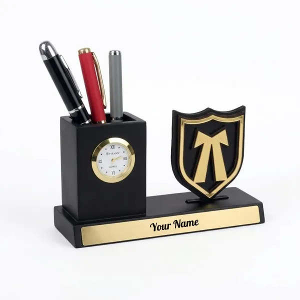 Personalized_Advocate_Pen_Stand_with_Name_&_Clock_|_Wooden_Desk_Organizer_with_Advocate_Emblem_|_Customized_Pencil_Holder_for_Lawyers_|_Office_Desk_Decor_|_Birthday_Gift_for_Advocate